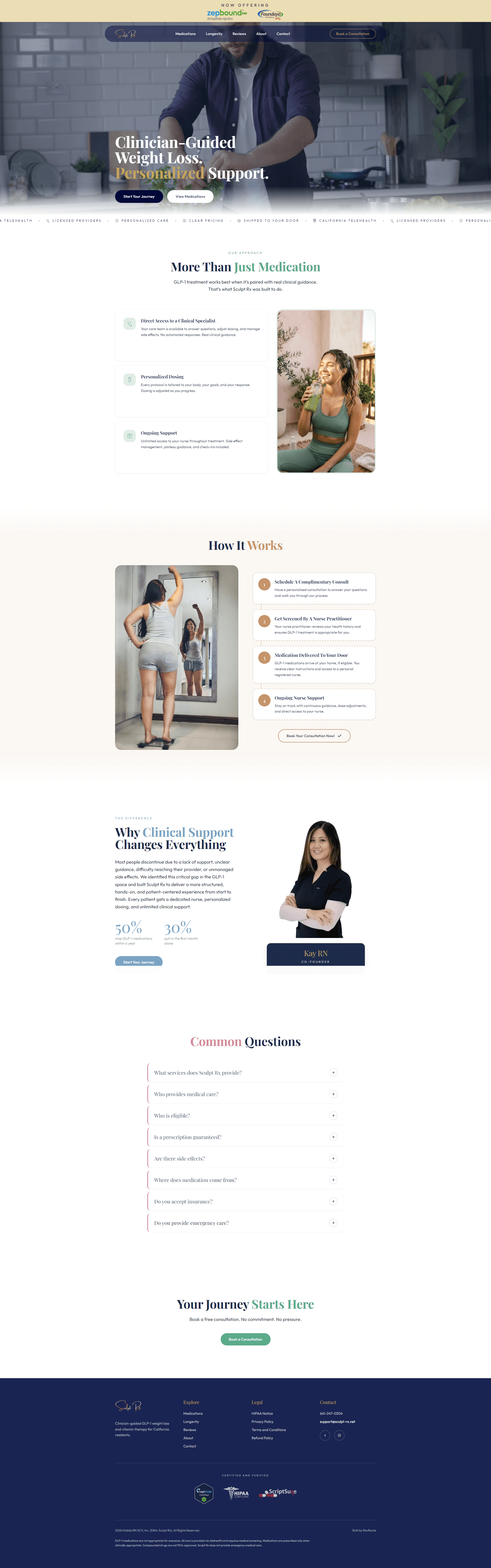 Sculpt Rx website after RevRoute rebuild